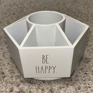 Rae Dunn White 'Be Happy' Hexagonal Organizer